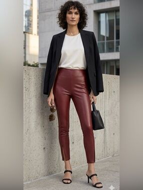 A.L.C. Emile Faux Leather Leggings color burgundy, size 4.